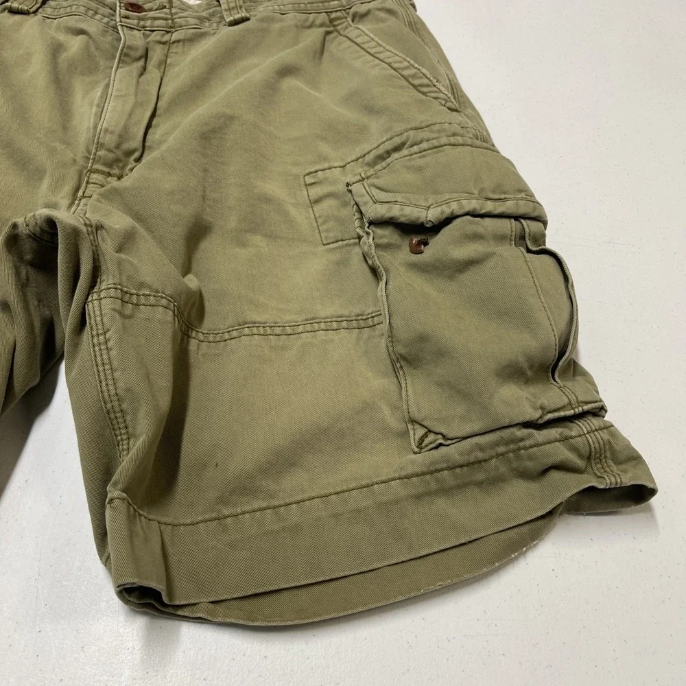 Polo Ralph Lauren Shorts Heavy Weight Cargo Khaki‎ Size 36 Baggy Y2K Utility